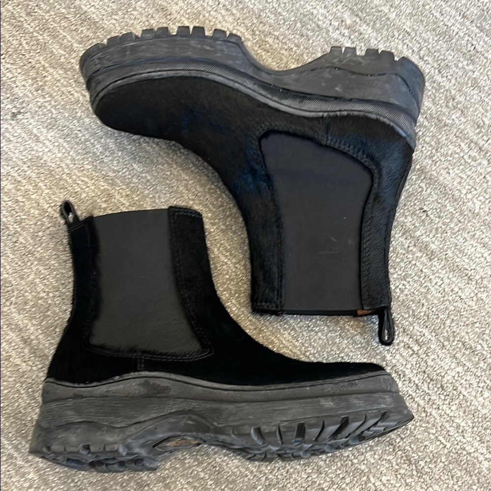 Nicole Saldaña Black Haircalf Nico Ankle Boots
